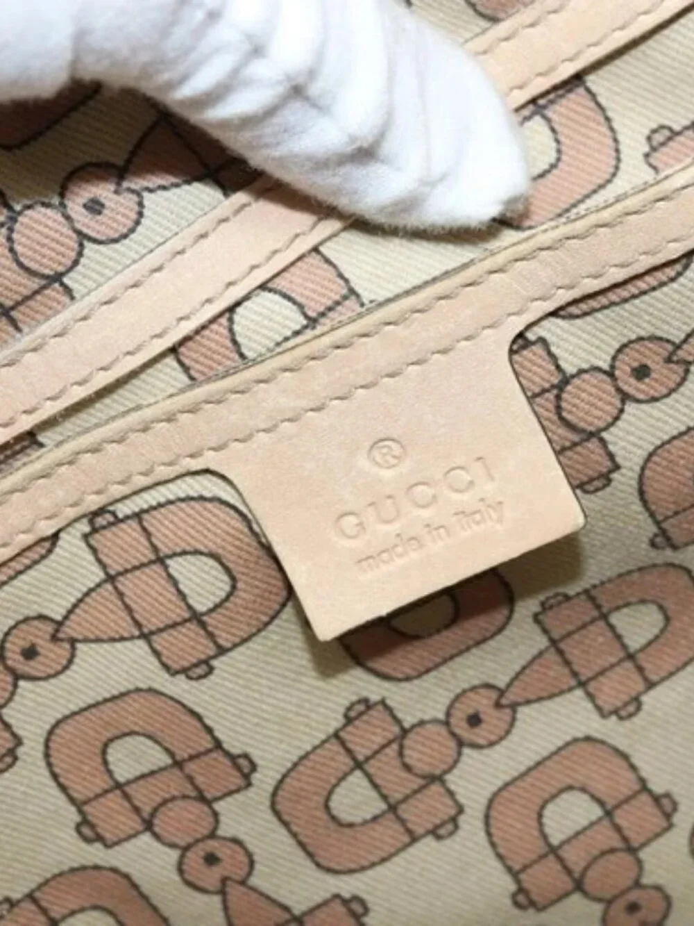 GUCCI GG Canvas Guccissima Tote Bag Leather Beige Gold Auth 174566